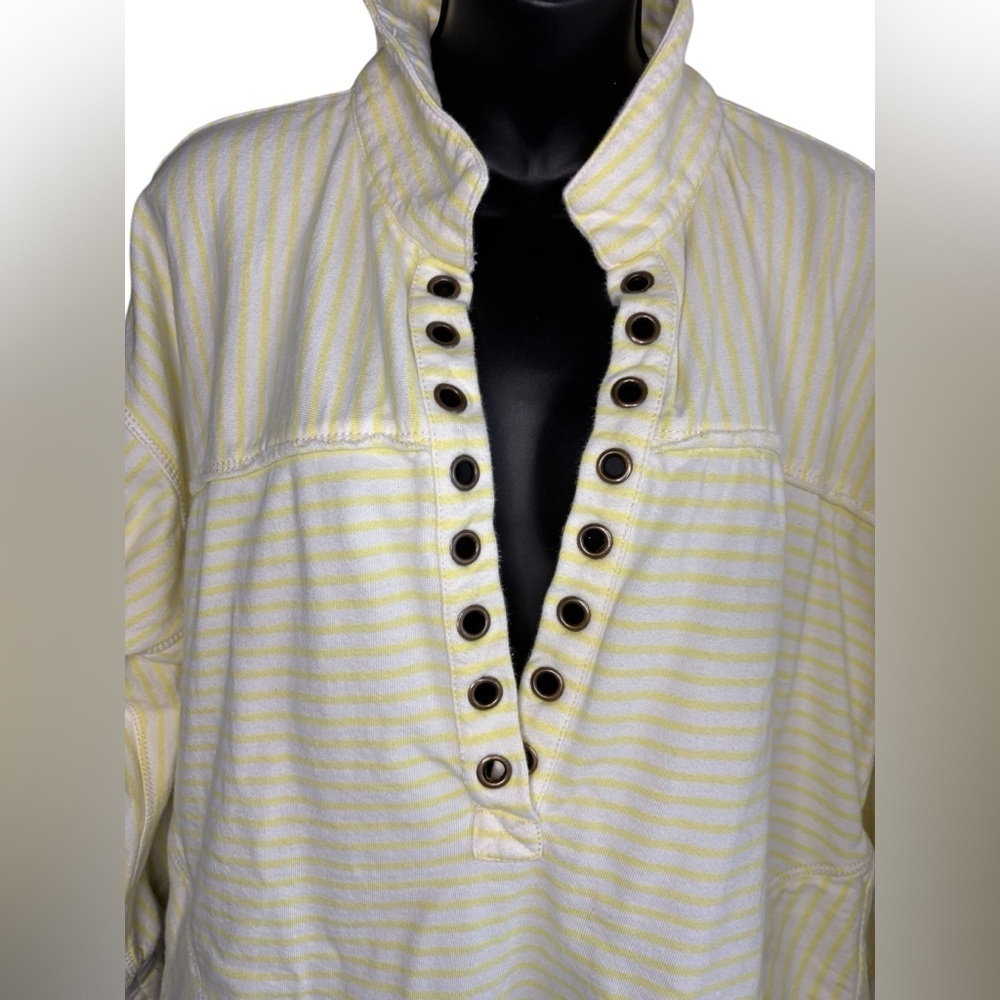 Pilcro Spiced Henley Sweatshirt, Anthropologie, size M Yellow & White - Picture 8 of 14
